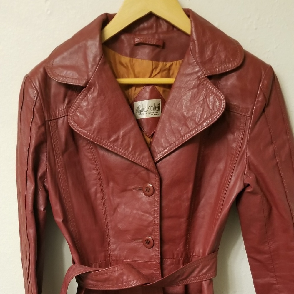 Le Soleil vintage leather trench coat